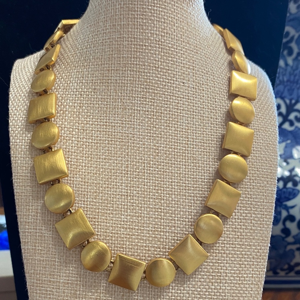 Anne Klein Satin Gold Geometric Link Necklace